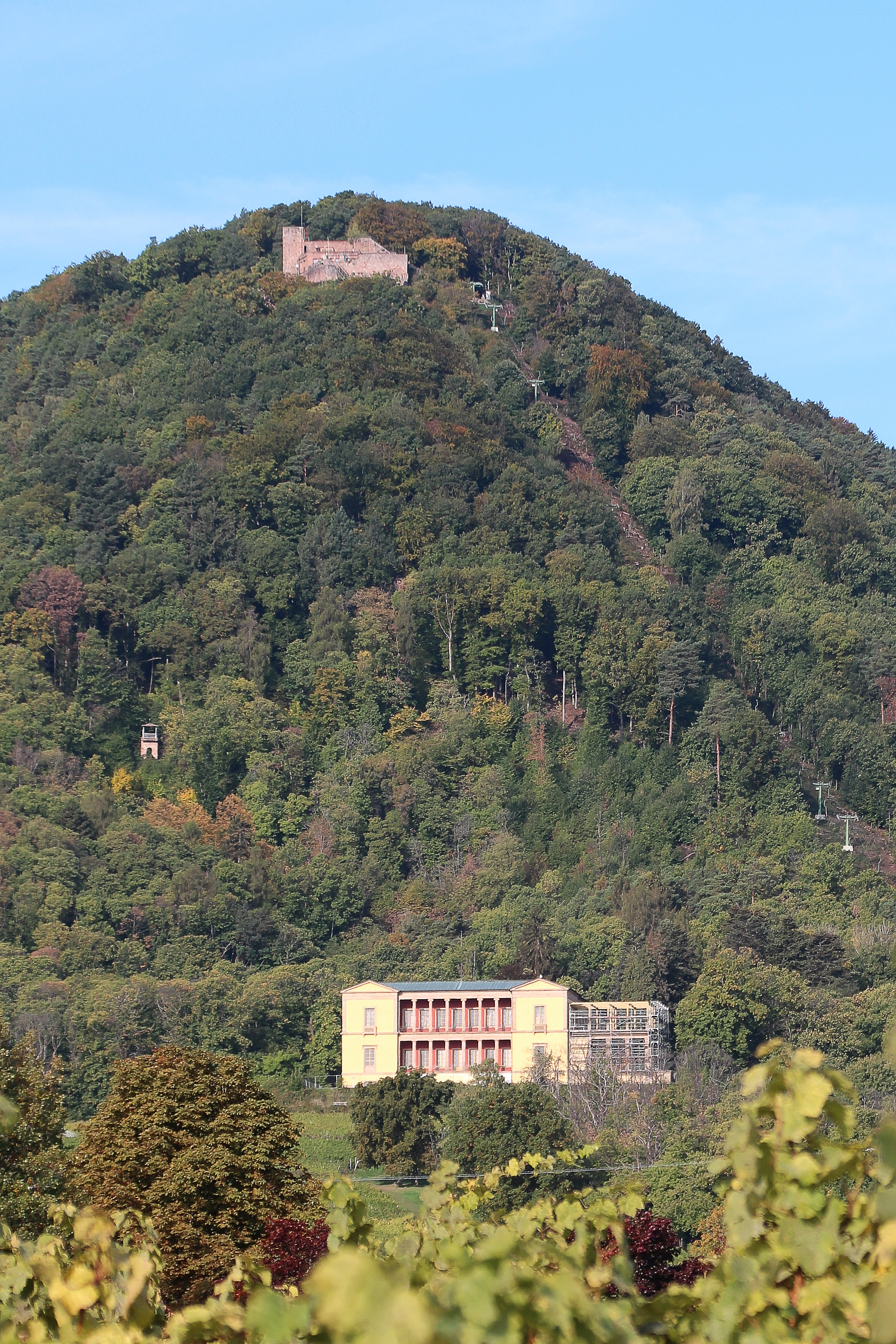 Blick von Rhodt auf Ludwigshöhe und Rietburg